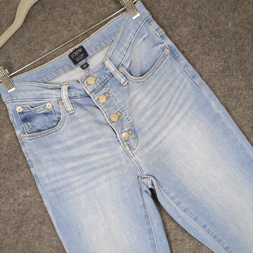 J.Crew Womens High Rise Skinny‎ Jeans Light Wash Button Fly Size 25 Blue Denim